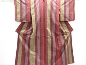 縞織り出し手織り真綿紬着物